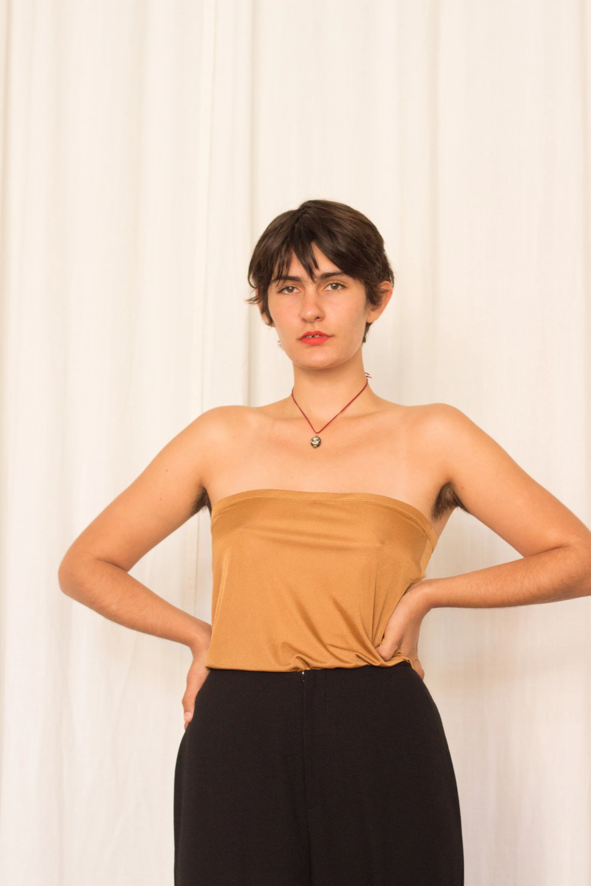 Y2K Missoni Camel Silk Jersey Tube Top — Wayward Collection